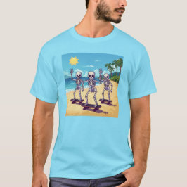 Coole Skelette am Strand Design T-Shirt