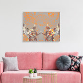 Coole Skulpturenskulptur und orangefarbene Kreise Leinwanddruck (Insitu (Wohnzimmer))