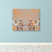 Coole Skulpturenskulptur und orangefarbene Kreise Leinwanddruck (Insitu (Holzboden))