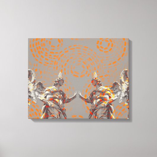 Coole Skulpturenskulptur und orangefarbene Kreise Leinwanddruck (Vorderseite)