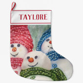 Coole Snowman-Familie Großer Weihnachtsstrumpf (Vorderseite)