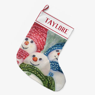 Coole Snowman-Familie Großer Weihnachtsstrumpf