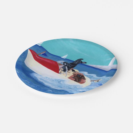 Coole Sommer Labradors Malerei Pappteller (Schrägansicht)