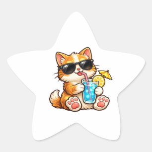 Coole Sommerkatze Stern-Aufkleber
