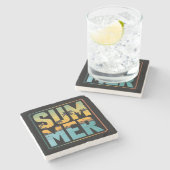 Coole Sommerpalmen und Wasser Steinuntersetzer (Seitenansicht)