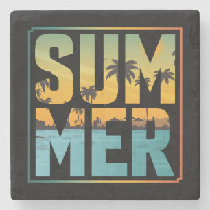 Coole Sommerpalmen und Wasser Steinuntersetzer