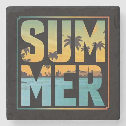 Coole Sommerpalmen und Wasser Steinuntersetzer (Vorderseite)