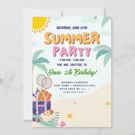 COOLE Sommerparty Einladung (Vorderseite)