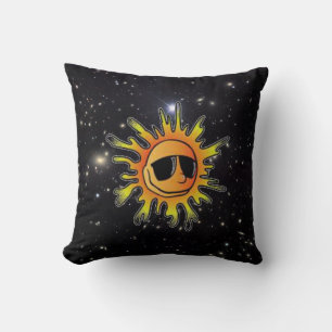 Coole Sonne mit Schatten und Stars Kissen
