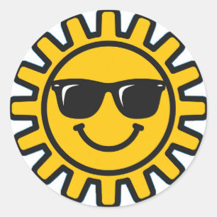 Coole Sonne mit Sonnenbrille Süßes Emoji-Sticker Runder Aufkleber