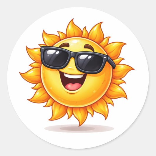 Coole Sonnen-Cartoon mit Sonnenbrille Sticker (Vorderseite)