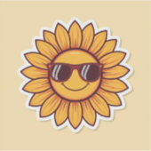 Coole Sonnenblume mit Sonnenbrille Aufkleber (Vorderseite)