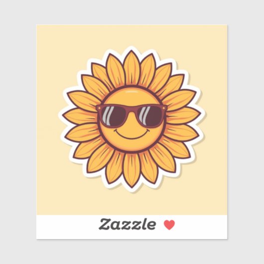 Coole Sonnenblume mit Sonnenbrille Aufkleber (Blatt)