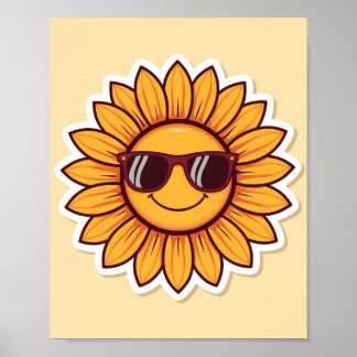 Coole Sonnenblume mit Sonnenbrille Poster