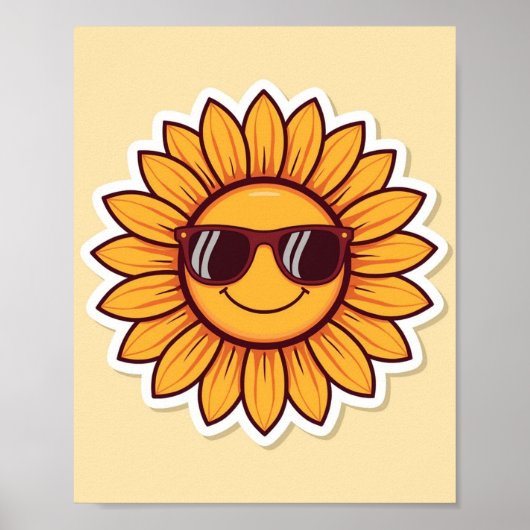 Coole Sonnenblume mit Sonnenbrille Poster (Vorne)
