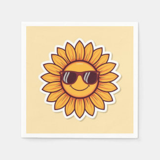 Coole Sonnenblume mit Sonnenbrille Serviette