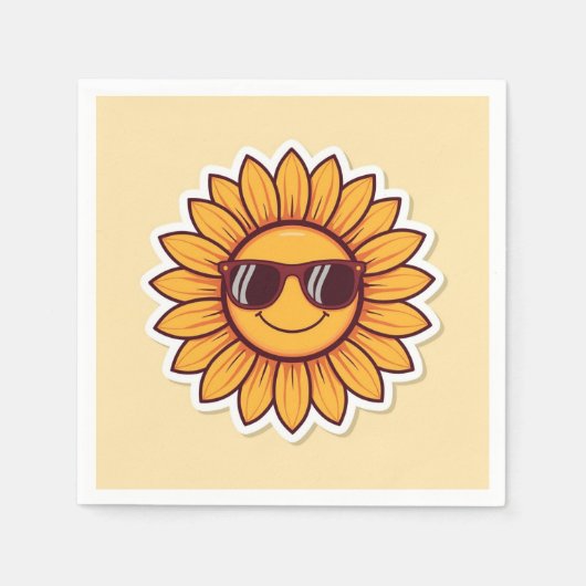 Coole Sonnenblume mit Sonnenbrille Serviette (Vorderseite)
