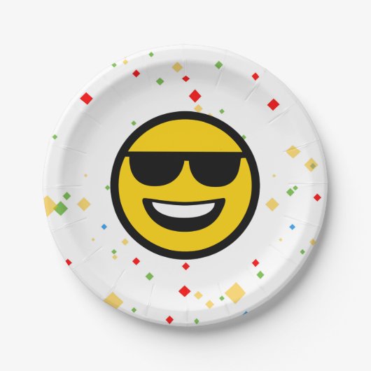 Coole Sonnenbrille Emoji Pappteller (Vorderseite)