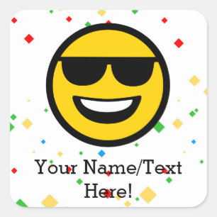 Coole Sonnenbrille Emoji Quadratischer Aufkleber