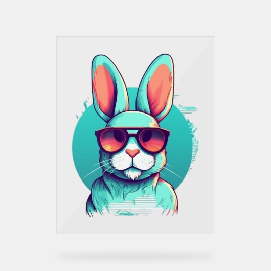Coole Sonnenbrille für Osterhasen Acrylschild (Vorderseite)