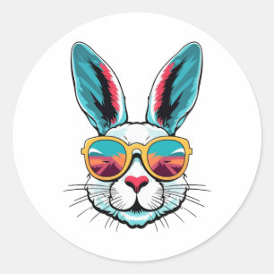 Coole Sonnenbrille für Osterhasen Runder Aufkleber