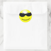 Coole Sonnenbrille Gelbes Gesicht Runder Aufkleber (Tasche)