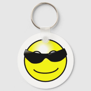 Coole Sonnenbrille-gelbes Gesicht Schlüsselanhänger