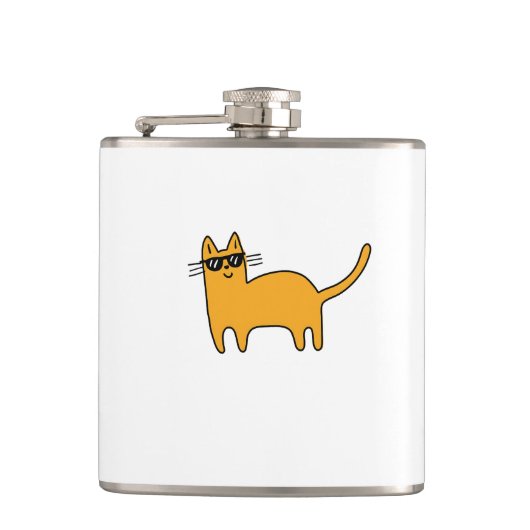 Coole Sonnenbrille Katze Flachmann (Vorderseite)