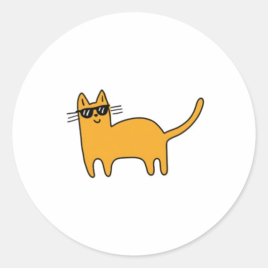 Coole Sonnenbrille Katze Runder Aufkleber (Vorderseite)