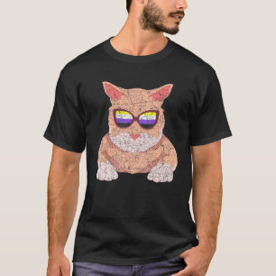 Coole Sonnenbrille Non-Binäre-Flagge-Katze Lgbtq-S T-Shirt