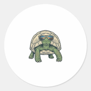 Coole Sonnenbrille Schildkröte Vintage Vektor Desi Runder Aufkleber