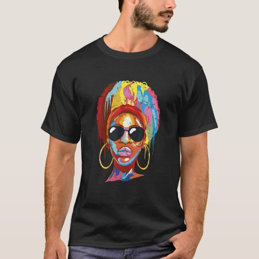 Coole Sonnenbrille Schwarzes Weibliches Afrikanisc T-Shirt (Vorderseite)