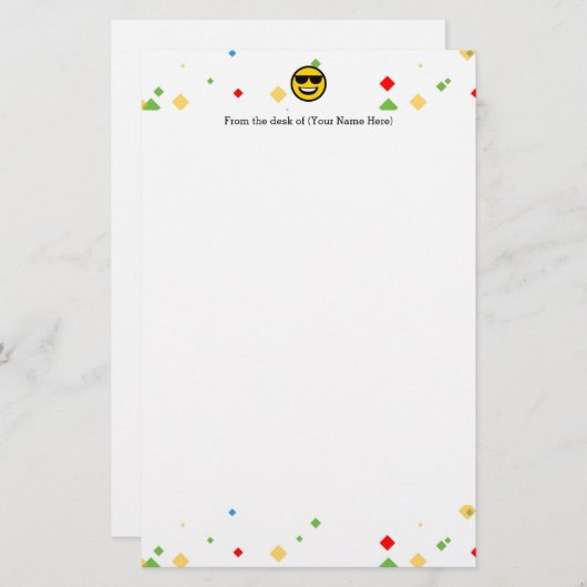 Coole Sonnenbrillen Emoji Briefpapier (Vorne/Hinten)