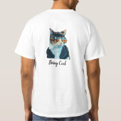 Coole sonnige Katze mit Sonnenbrille Männer Weißer T-Shirt (Rückseite)