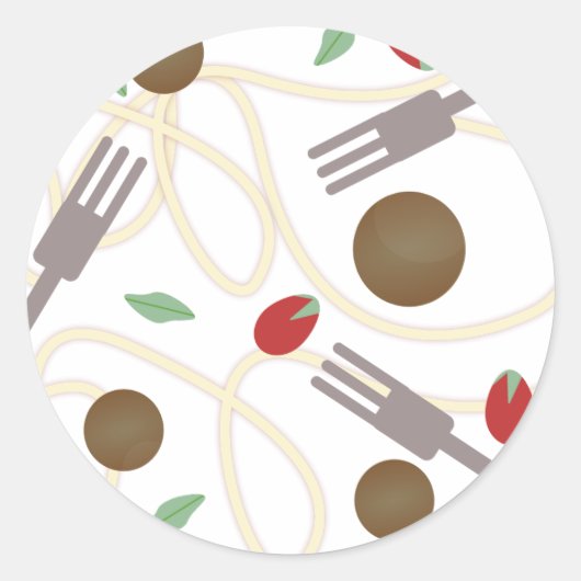 Coole Spaghetti-Fleischbällchen-Muster Runder Aufkleber (Vorderseite)