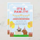 Coole spannende Hunde Thema Geburtstagsparty Einladung (Vorne/Hinten)