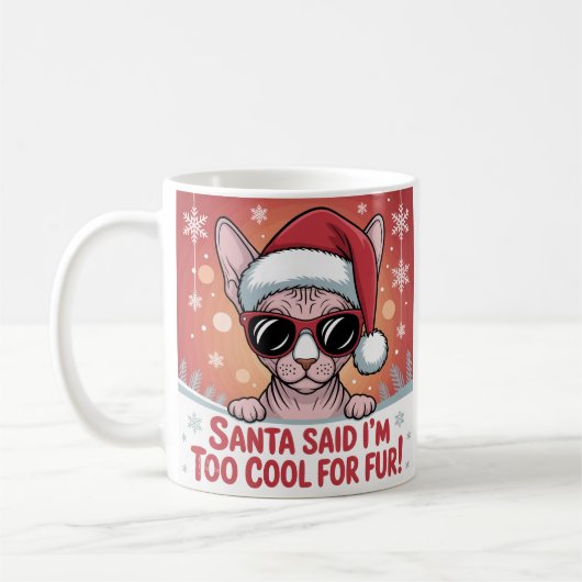 Coole Sphynx-Katze Weihnachten Santa Design Kaffeetasse (Links)