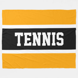 Coole sporty Bold Yellow Black TENNIS Letters Text Fleecedecke