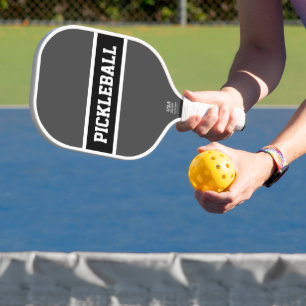 Coole Sporty Grey Black PICKLEBALL Textstreifen Schläger