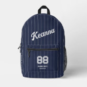 Coole Sporty Stylish Navy Blue Stripes Bedruckter Rucksack (Vorderseite)