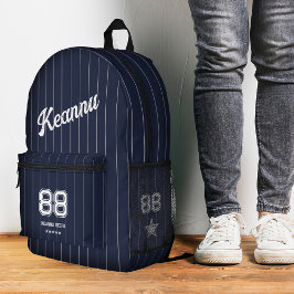 Coole Sporty Stylish Navy Blue Stripes Bedruckter Rucksack