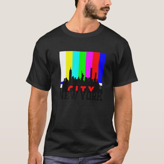 Coole Stadt New York mit TV Test Signal Illustrati T-Shirt (Vorderseite)