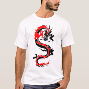 Coole Stammes- rote Drache-Tätowierung entwirft T-Shirt