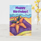 Coole Starfish Happy Birthday Card Karte (Gelbe Blume)