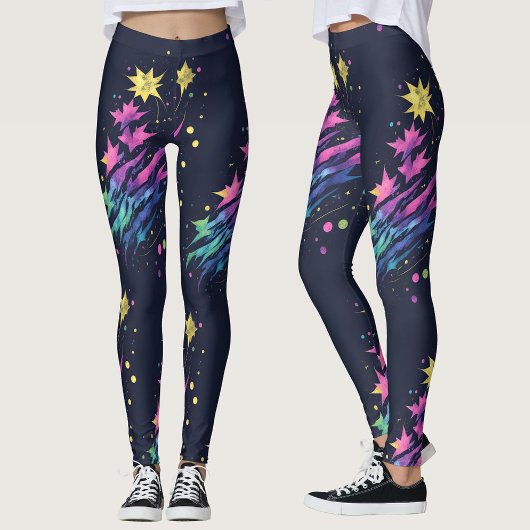 Coole Stars Feuerwerk Wasserfarben Muster Leggings