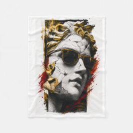 Coole Statue mit Sonnenbrille – Antike Weisheit mo Fleecedecke