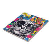 Coole Steampunk-Katze mit Sonnenbrille - Retro-Com Fliese (Seite)