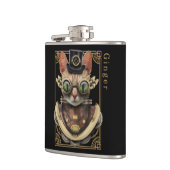 Coole Steampunk-Orange Tabby-Katze mit Namen Flachmann (Links)