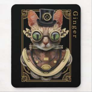 Coole Steampunk-Orange Tabby-Katze mit Namen Mousepad