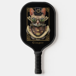 Coole Steampunk-Orange Tabby-Katze mit Namen Pickleball Schläger